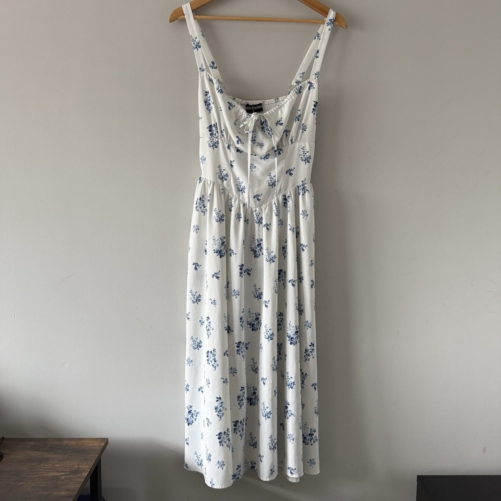 Scarlet Darkness Floral Midi Dress Size S Peasant Milkmaid Prairie Coquette
